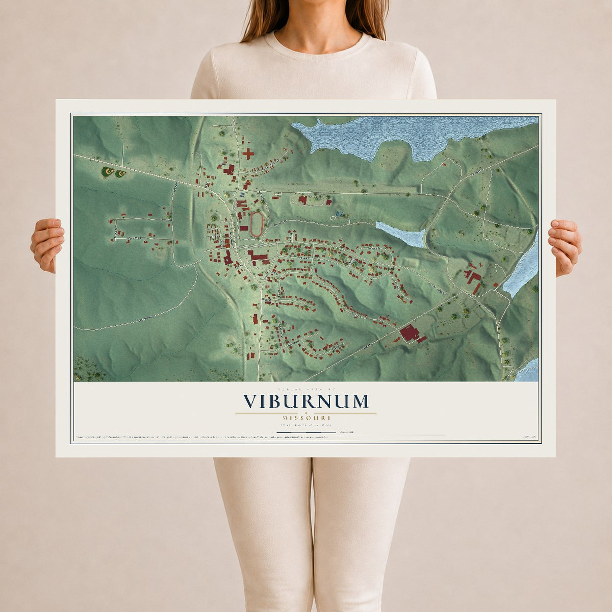 Map of Viburnum, Missouri, 24 x 36 inch unframed archival matte print
