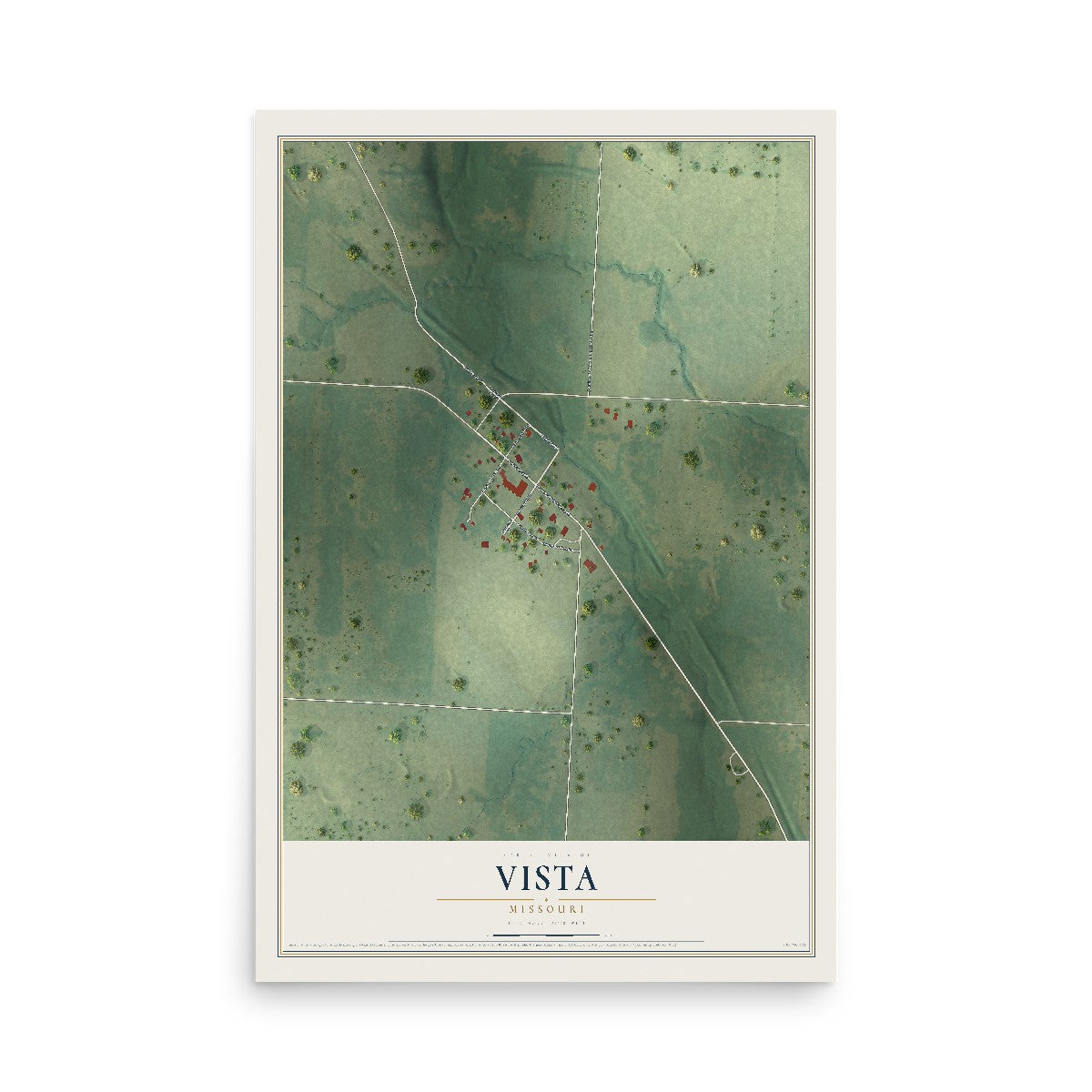 Map of Vista, Missouri, 12 x 18 inch unframed archival matte print
