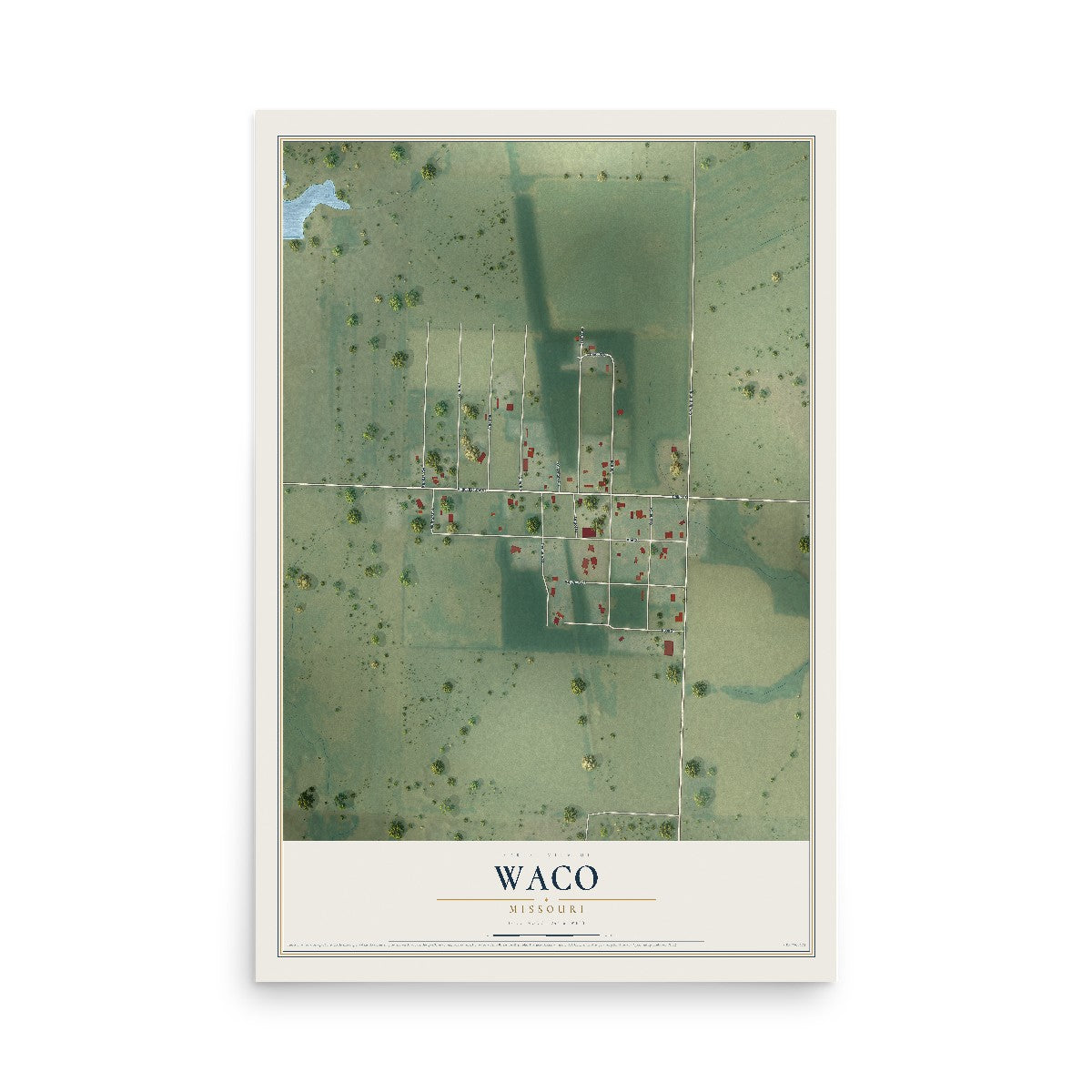 Map of Waco, Missouri, 12 x 18 inch unframed archival matte print