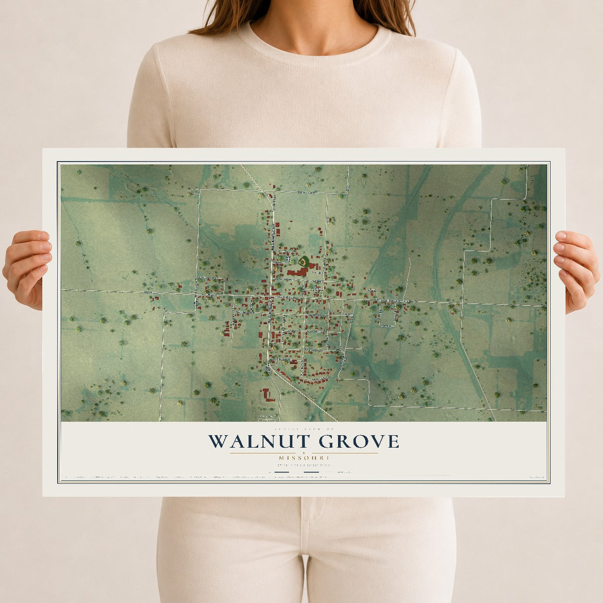 Map of Walnut Grove, Missouri, 12 x 18 inch unframed archival matte print