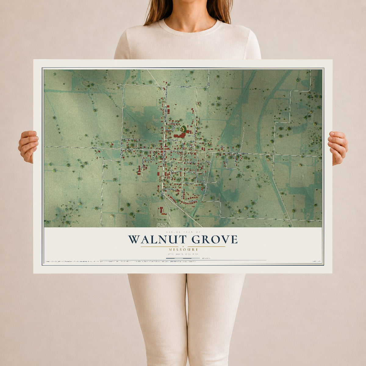 Map of Walnut Grove, Missouri, 24 x 36 inch unframed archival matte print