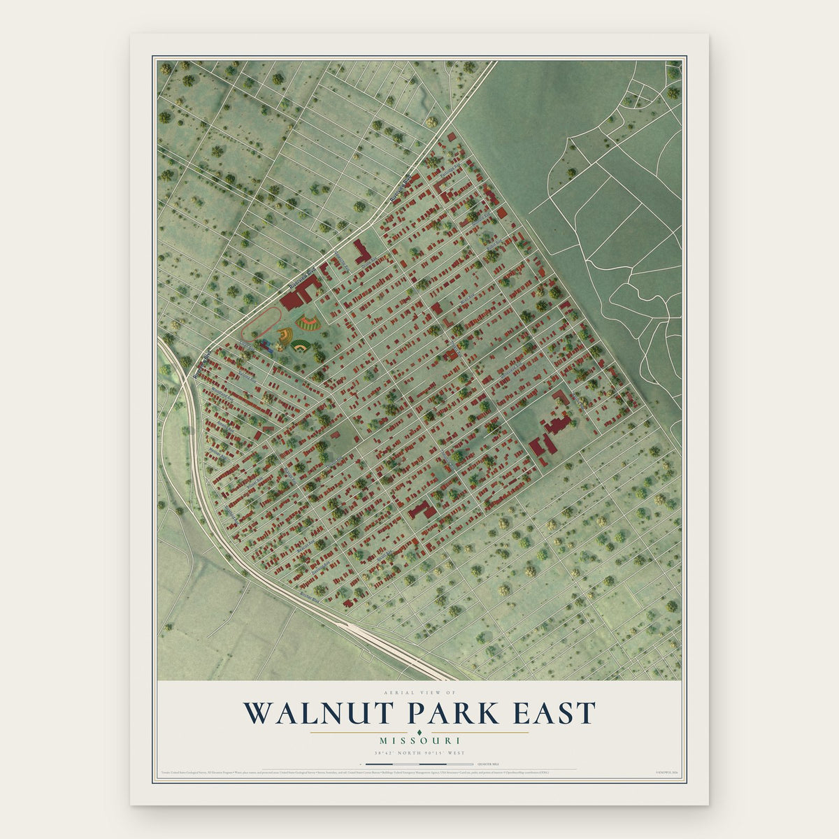 Walnut Park East, Missouri map print, the full design