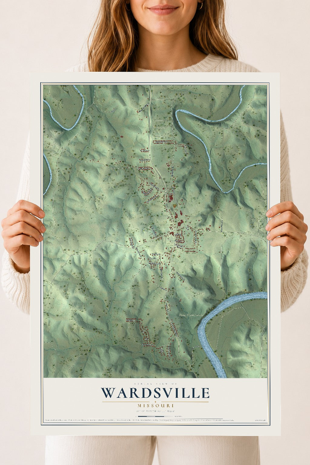 Map of Wardsville, Missouri, 18 x 24 inch unframed archival matte print