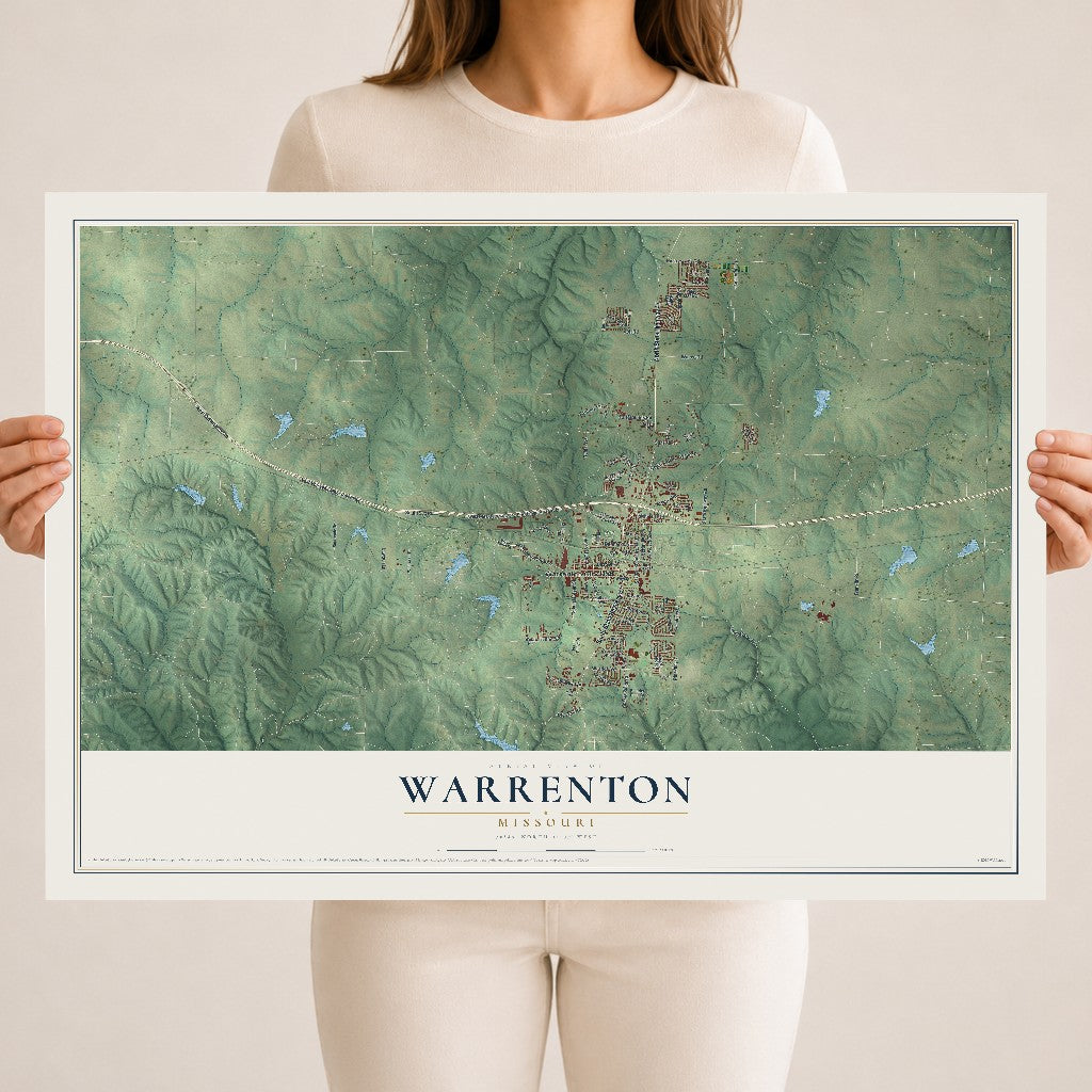 Map of Warrenton, Missouri, 18 x 24 inch unframed archival matte print