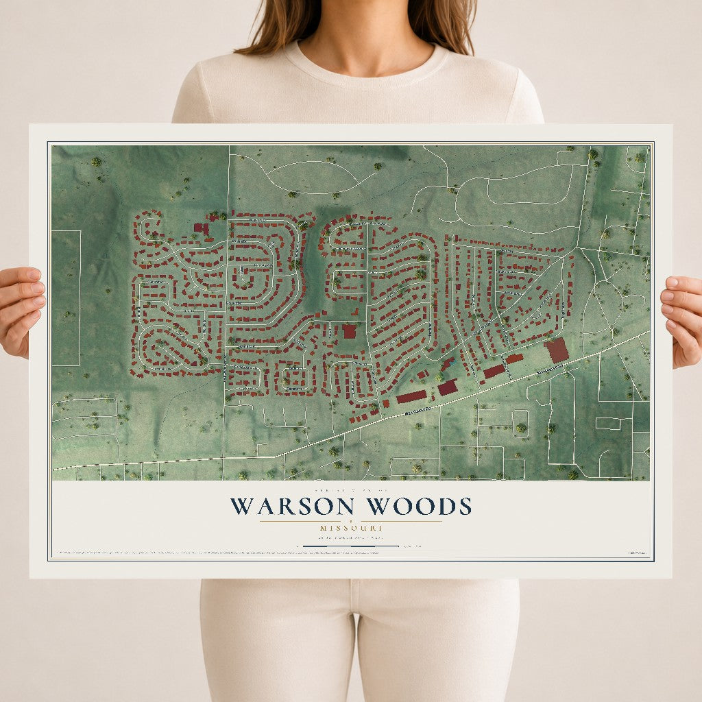Map of Warson Woods, Missouri, 18 x 24 inch unframed archival matte print