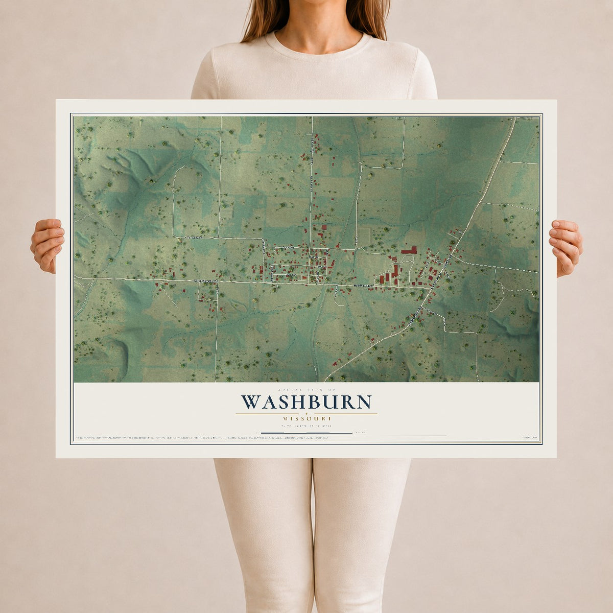 Map of Washburn, Missouri, 24 x 36 inch unframed archival matte print
