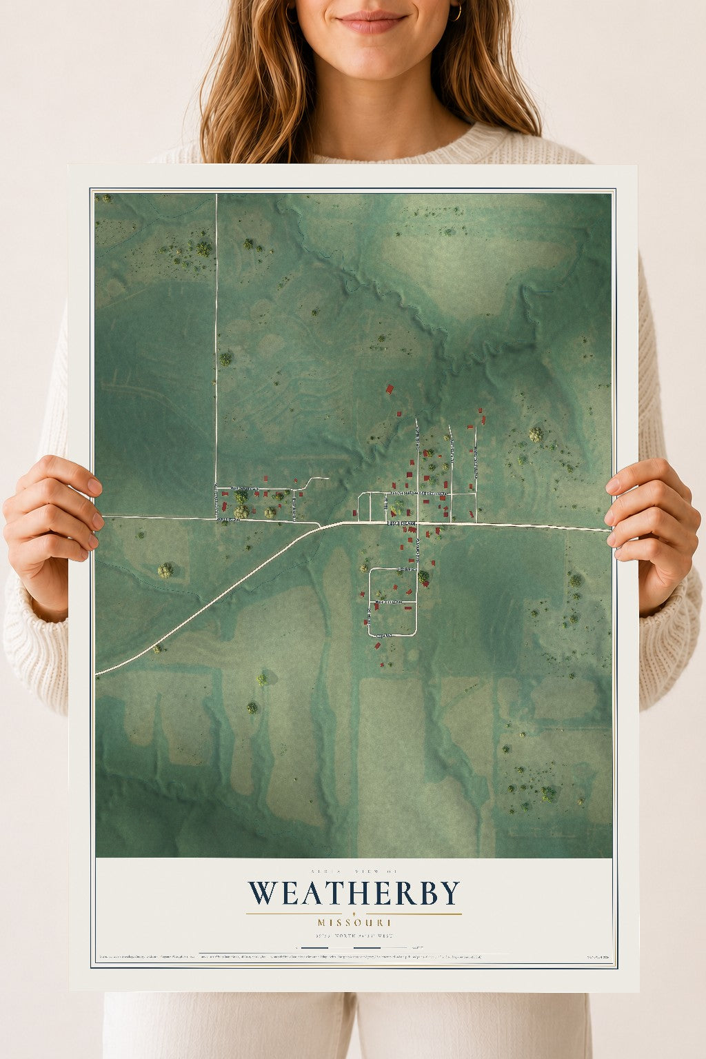 Map of Weatherby, Missouri, 18 x 24 inch unframed archival matte print