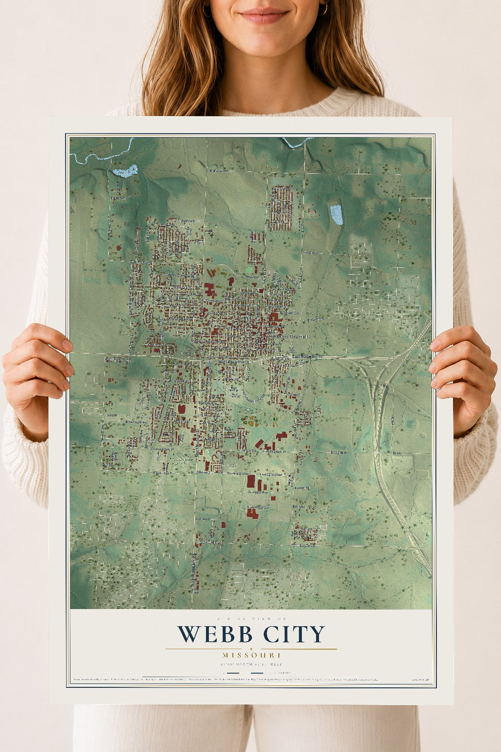 Map of Webb City, Missouri, 18 x 24 inch unframed archival matte print