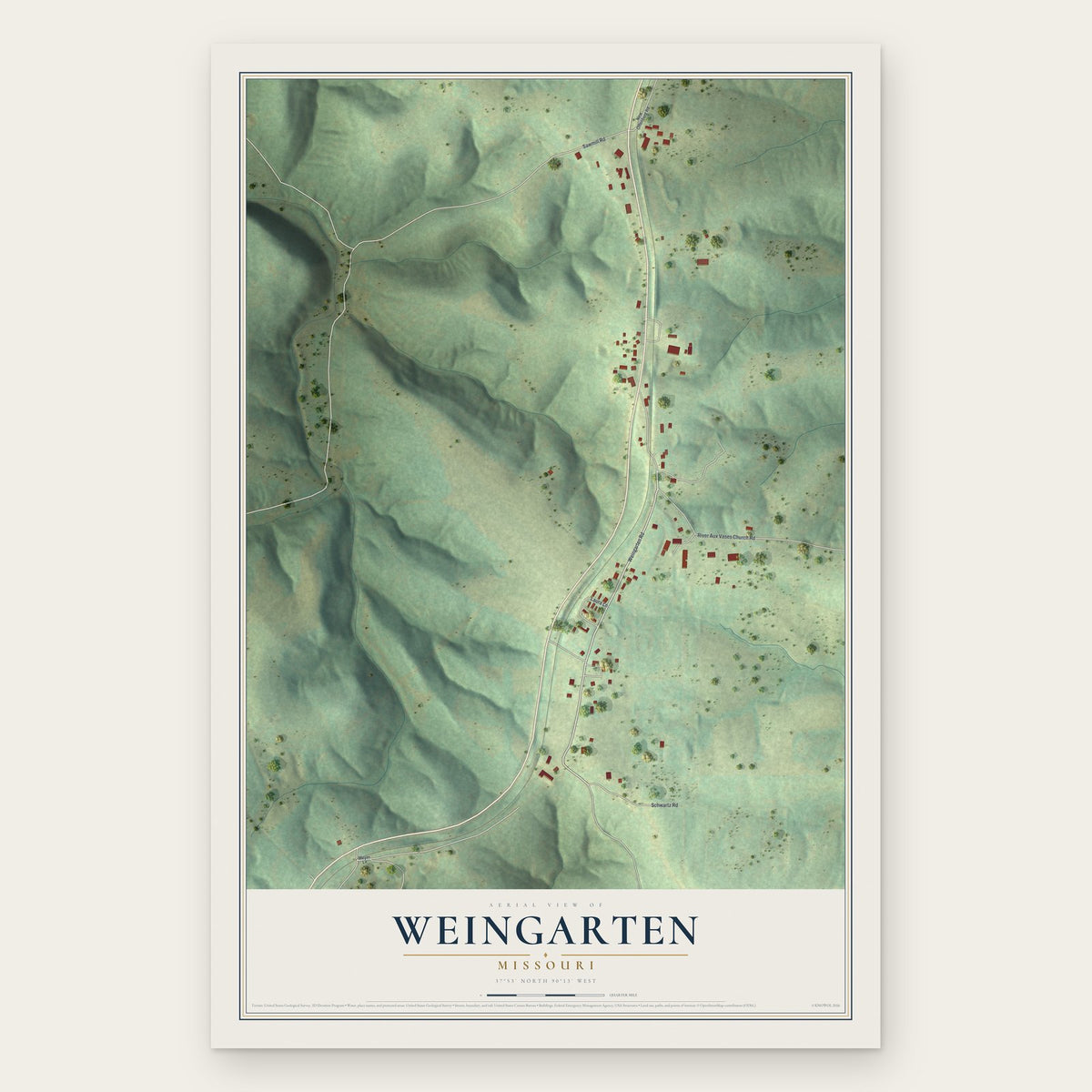 Weingarten, Missouri map print, the full design