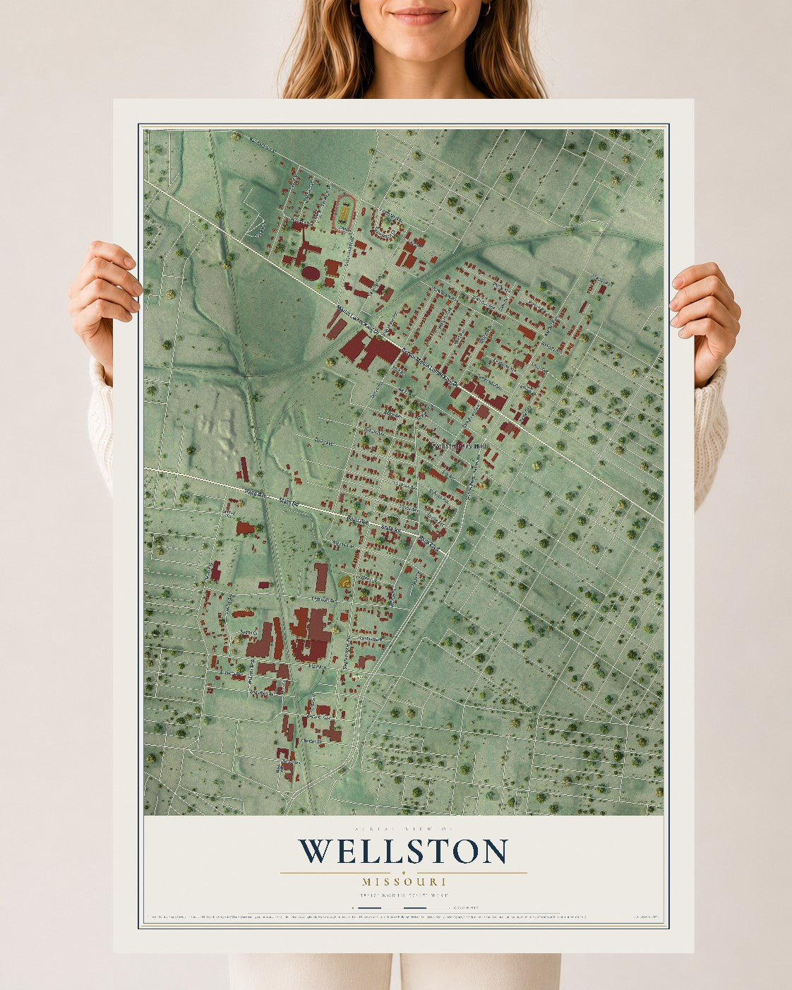 Map of Wellston, Missouri, 24 x 36 inch unframed archival matte print