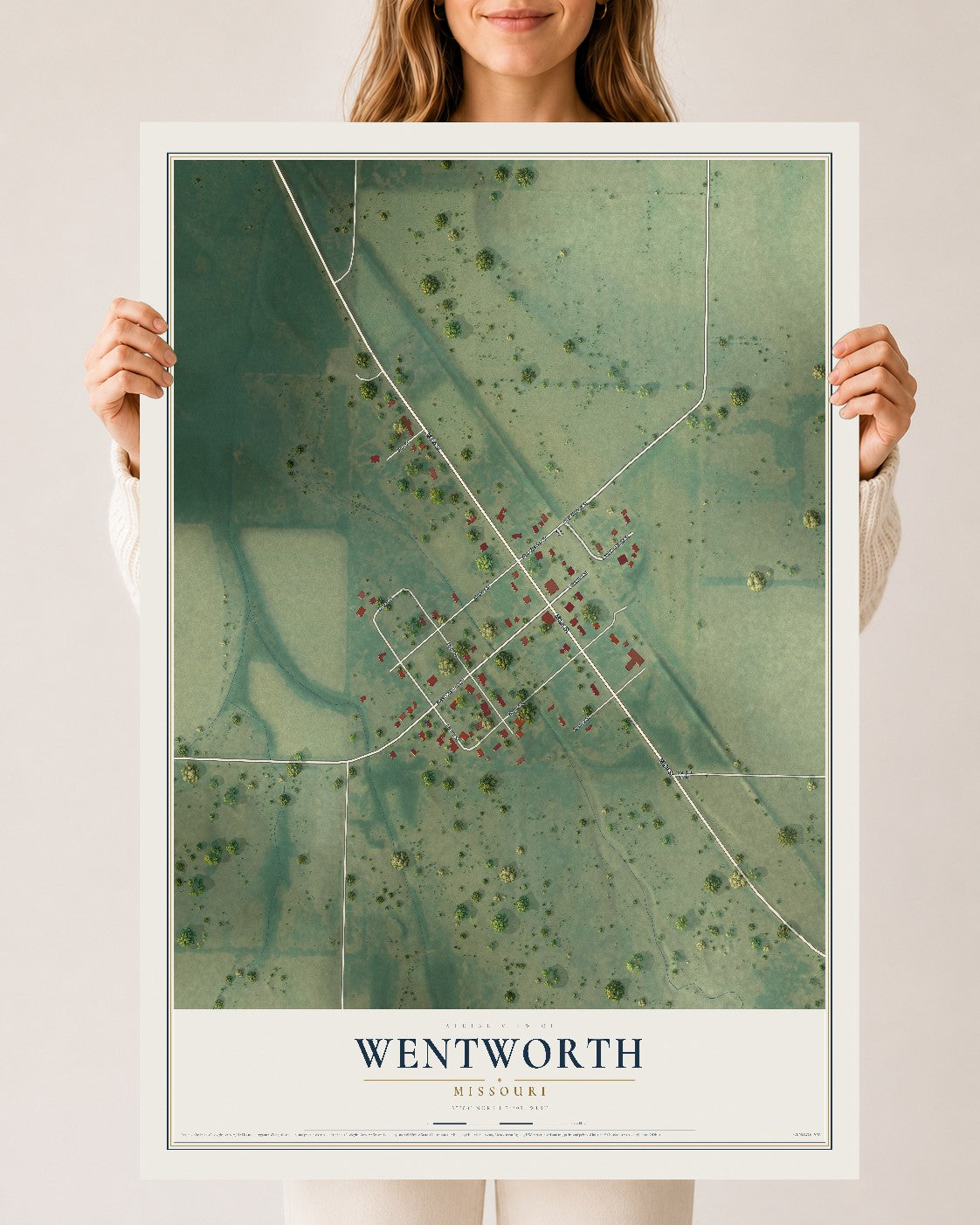 Map of Wentworth, Missouri, 24 x 36 inch unframed archival matte print