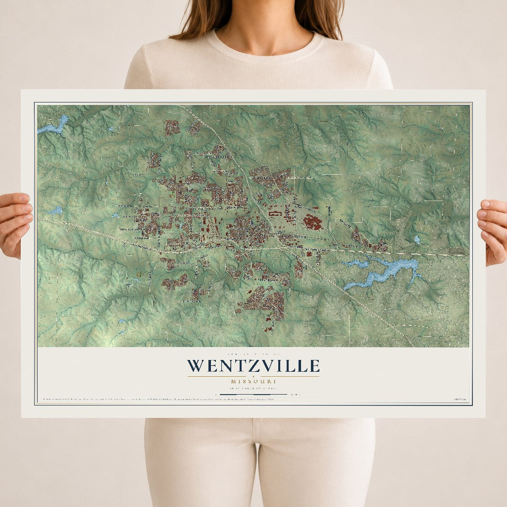 Map of Wentzville, Missouri, 18 x 24 inch unframed archival matte print