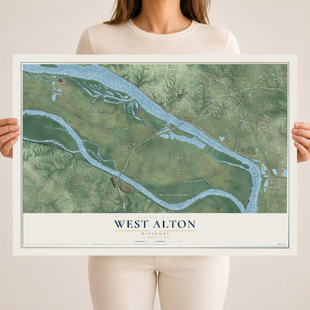 Map of West Alton, Missouri, 18 x 24 inch unframed archival matte print