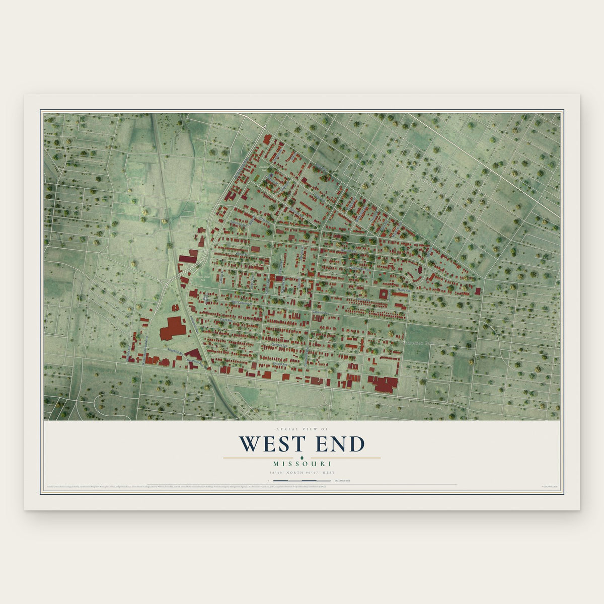 West End, Missouri map print, the full design