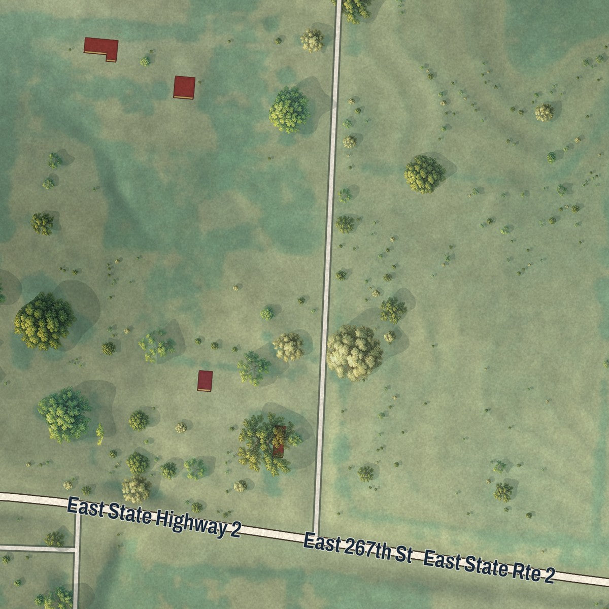 Second close-up of the map of West Line, Missouri print showing more streets and buildings