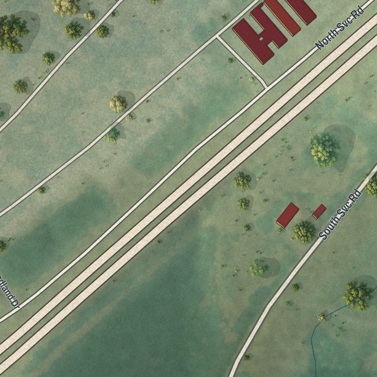 Close-up of the map of West Sullivan, Missouri print showing street and building detail