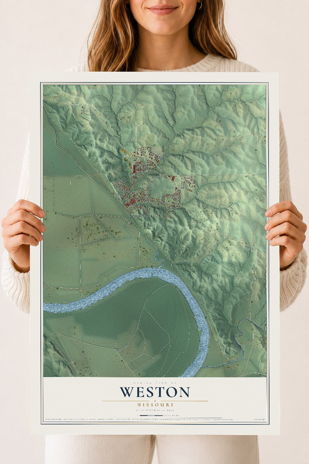 Map of Weston, Missouri, 18 x 24 inch unframed archival matte print