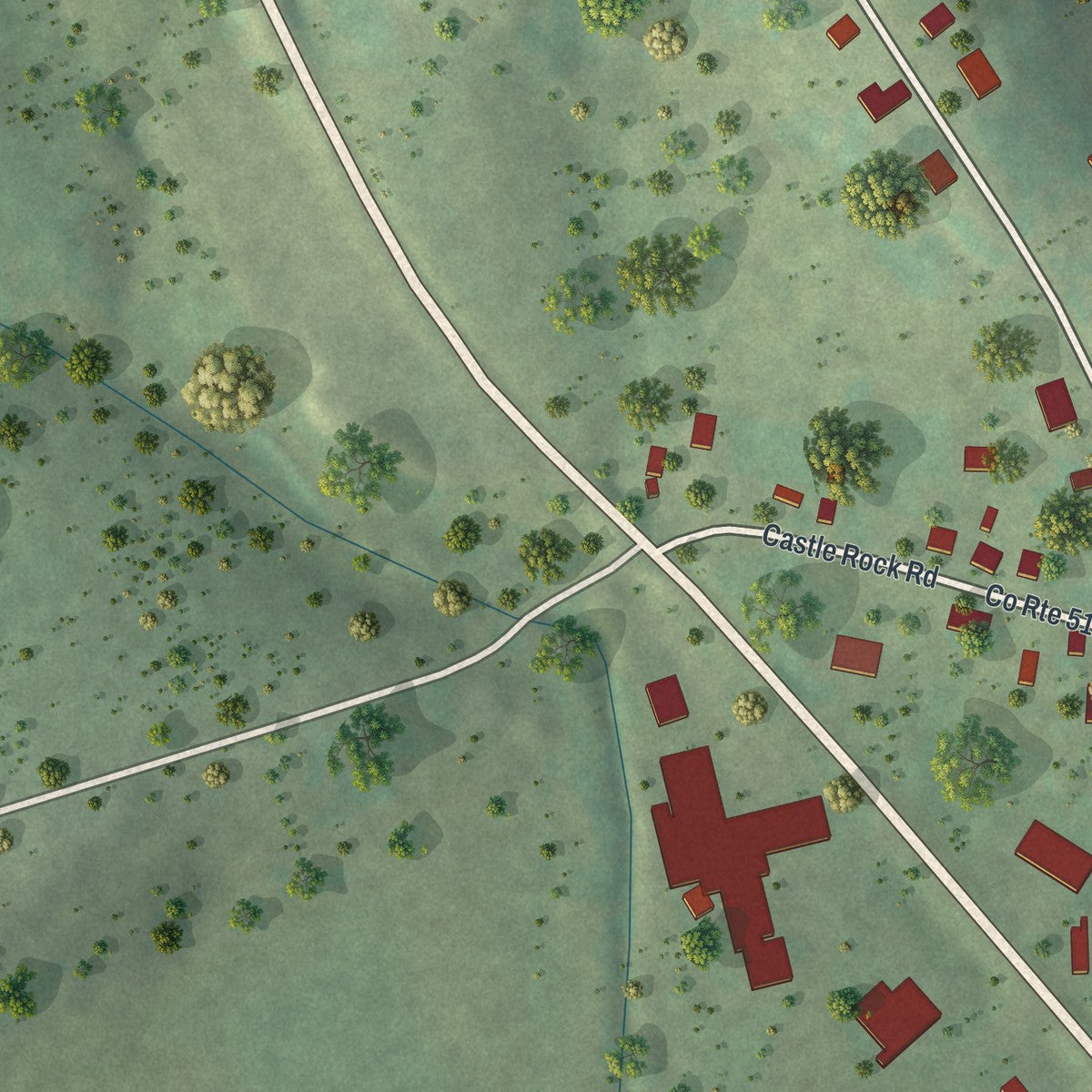 Second close-up of the map of Westphalia, Missouri print showing more streets and buildings