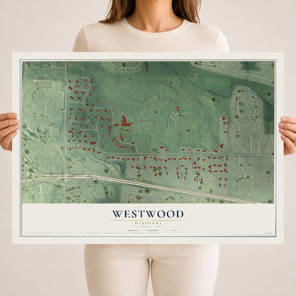 Map of Westwood, Missouri, 18 x 24 inch unframed archival matte print