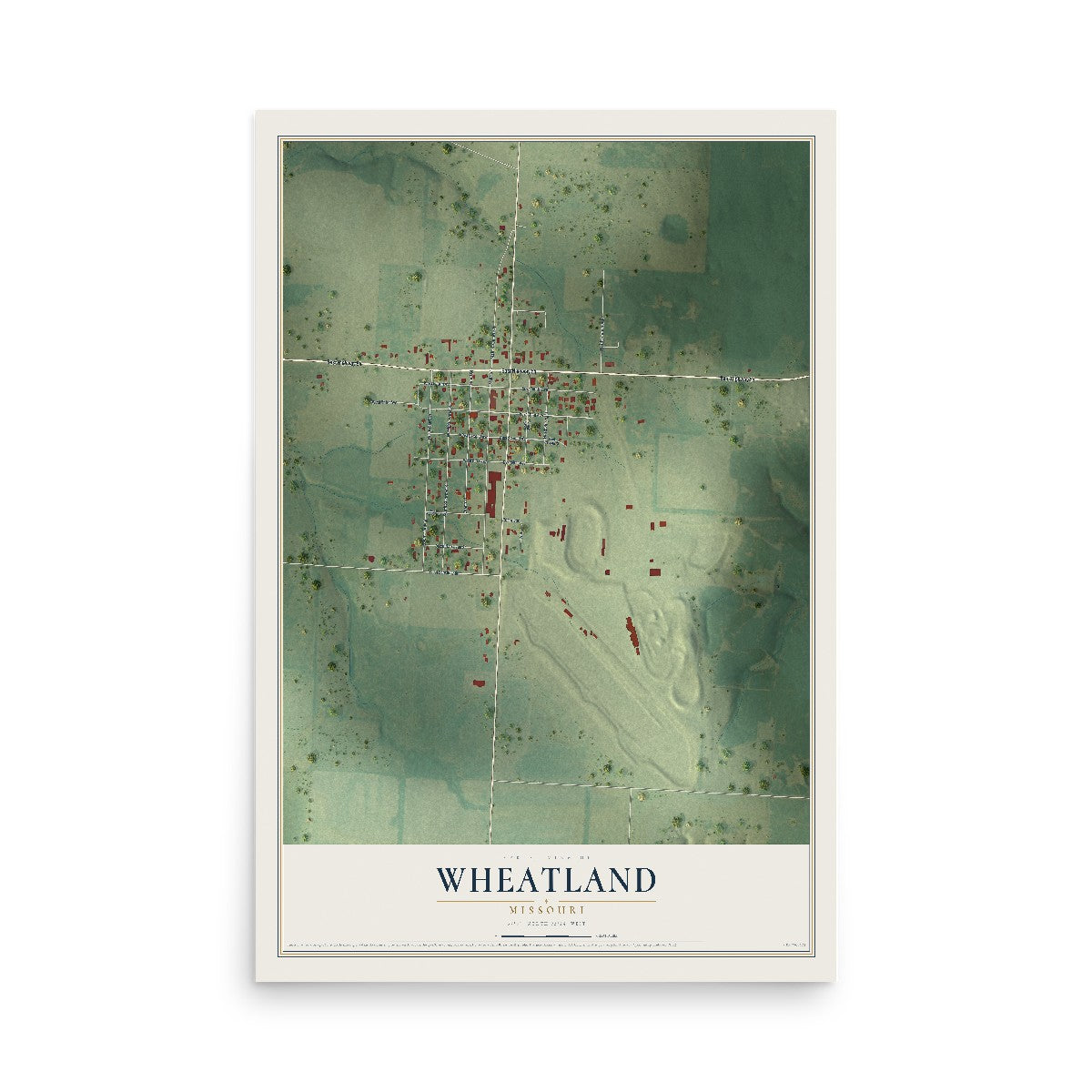 Map of Wheatland, Missouri, 12 x 18 inch unframed archival matte print