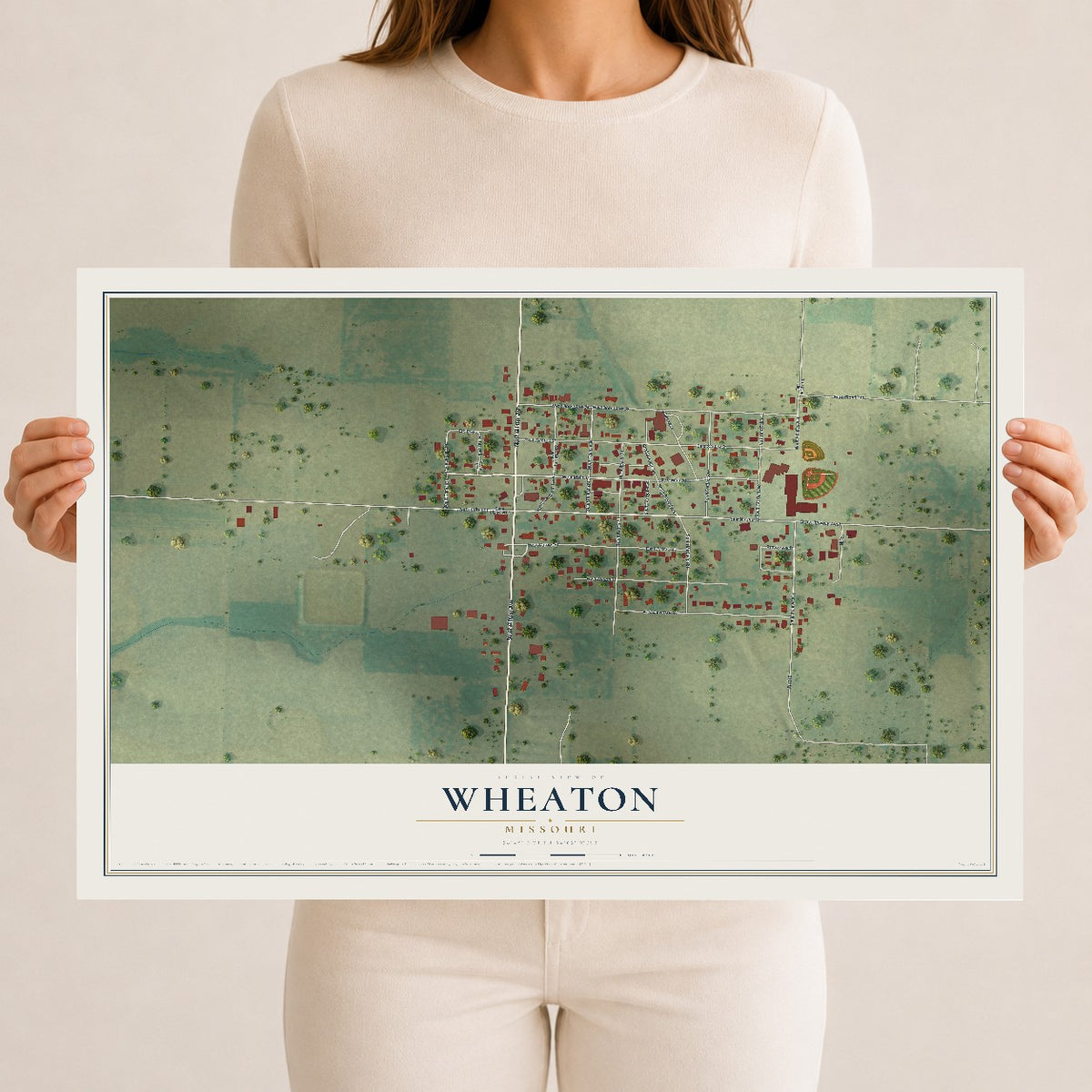 Map of Wheaton, Missouri, 12 x 18 inch unframed archival matte print