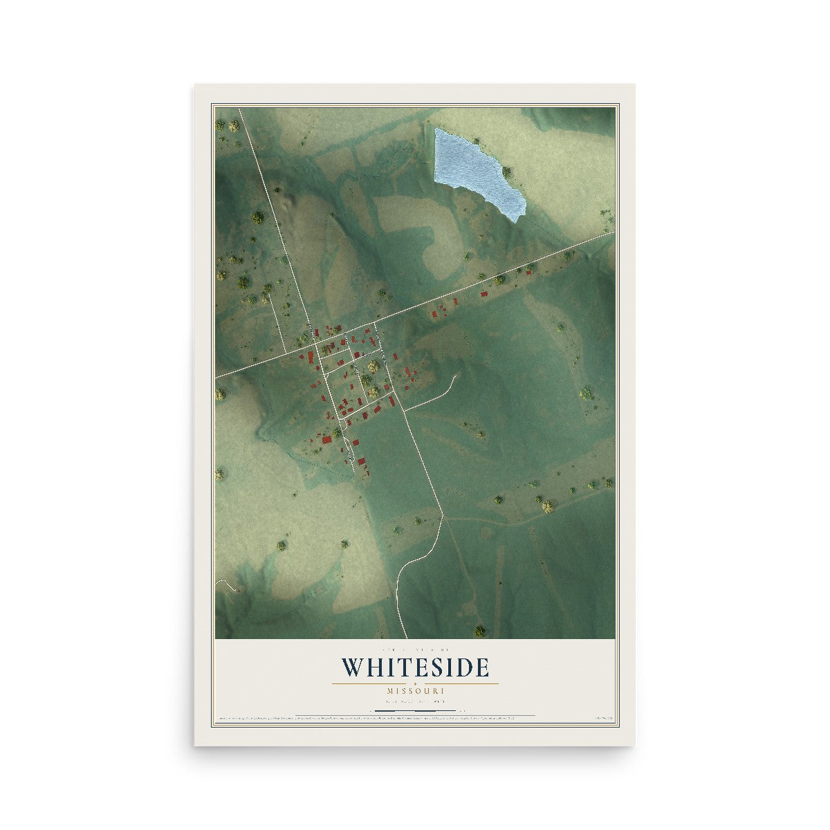 Map of Whiteside, Missouri, 12 x 18 inch unframed archival matte print