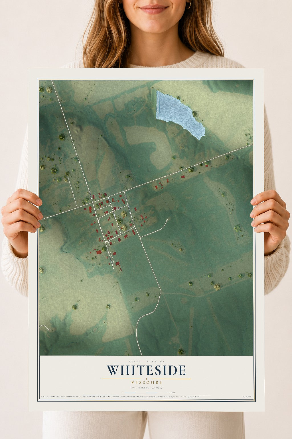 Map of Whiteside, Missouri, 18 x 24 inch unframed archival matte print