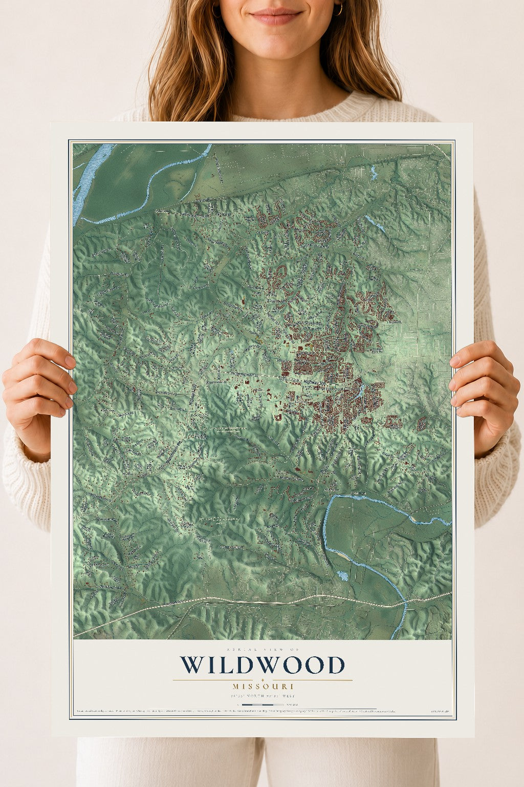 Map of Wildwood, Missouri, 18 x 24 inch unframed archival matte print