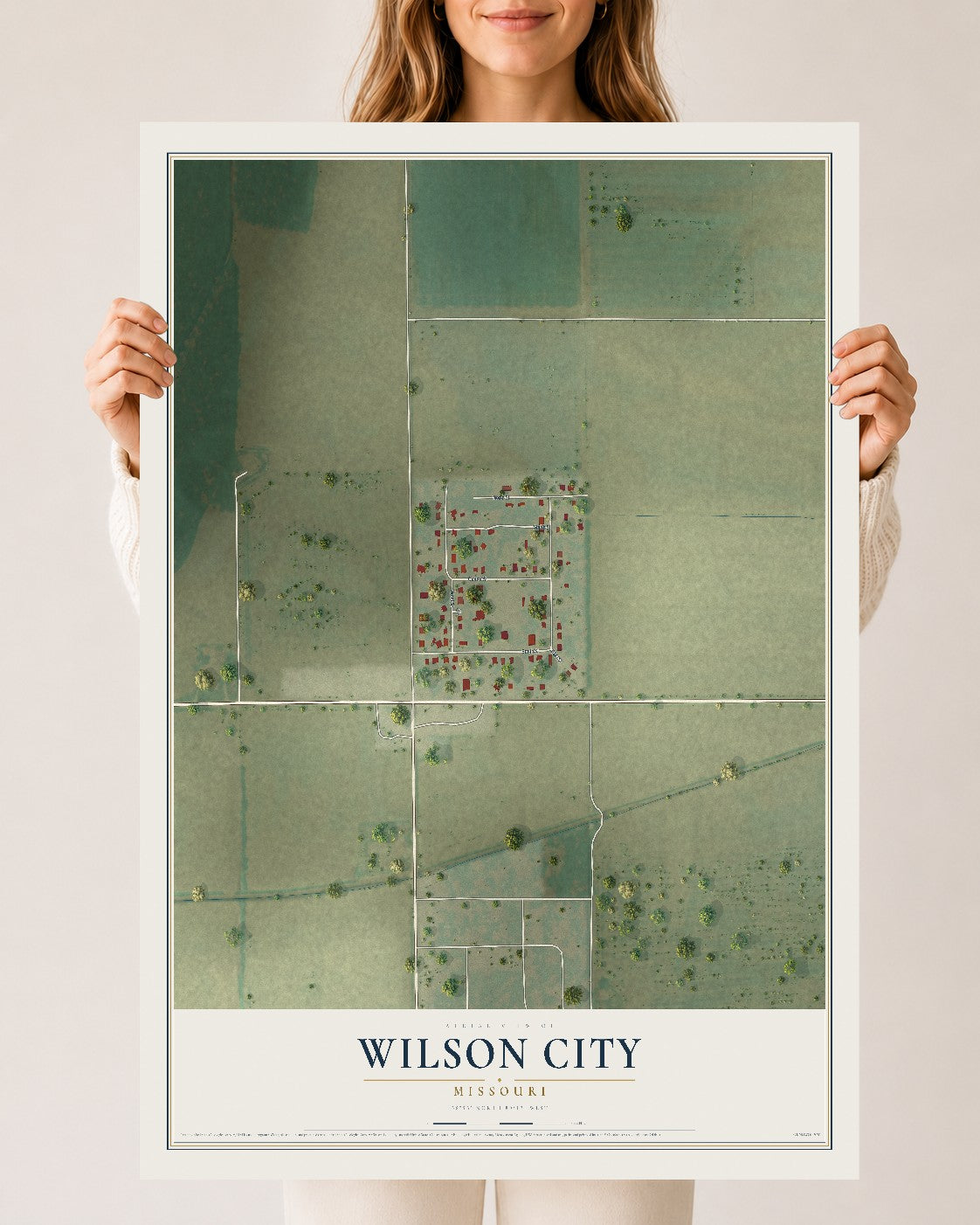 Map of Wilson City, Missouri, 24 x 36 inch unframed archival matte print