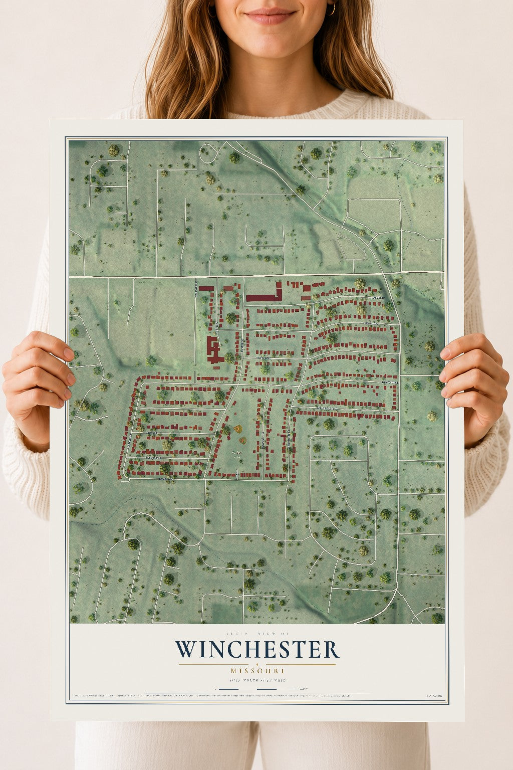 Map of Winchester, Missouri, 18 x 24 inch unframed archival matte print