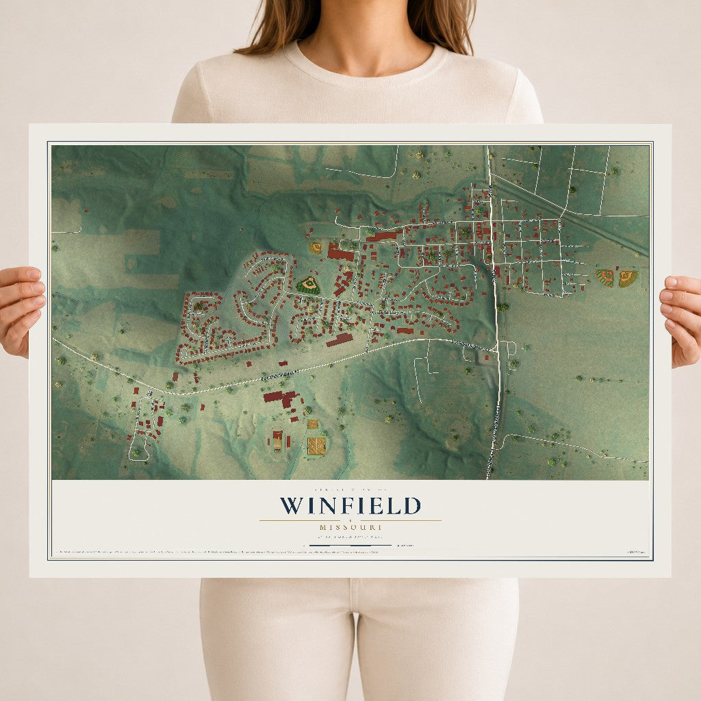 Map of Winfield, Missouri, 18 x 24 inch unframed archival matte print