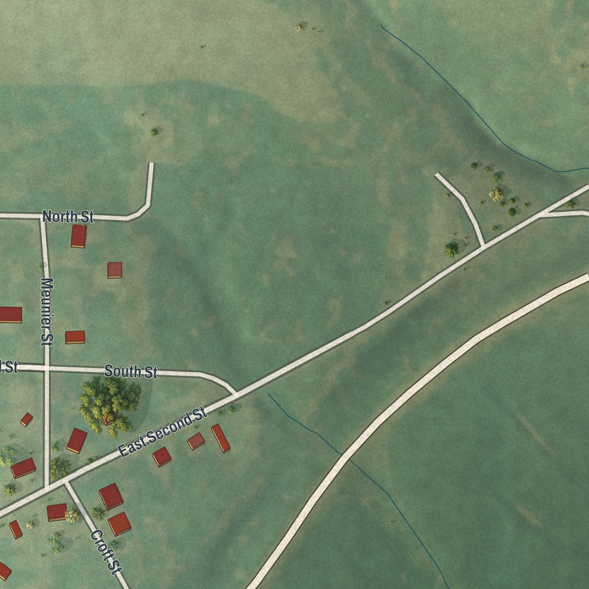 Second close-up of the map of Winston, Missouri print showing more streets and buildings