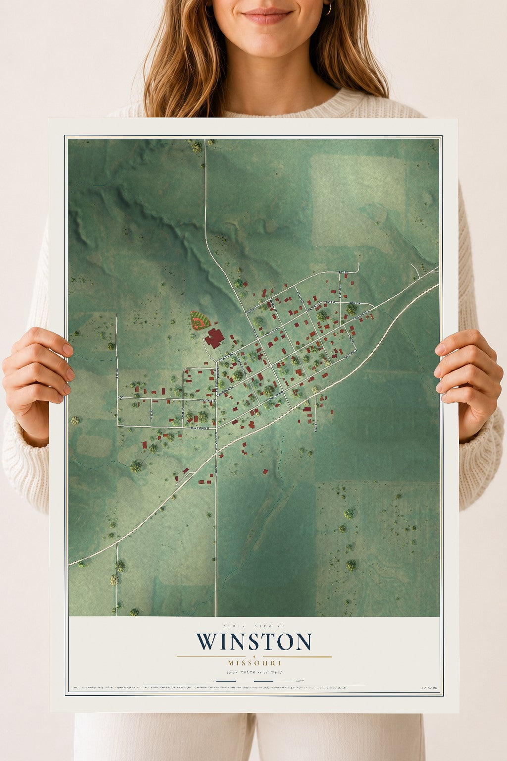 Map of Winston, Missouri, 18 x 24 inch unframed archival matte print