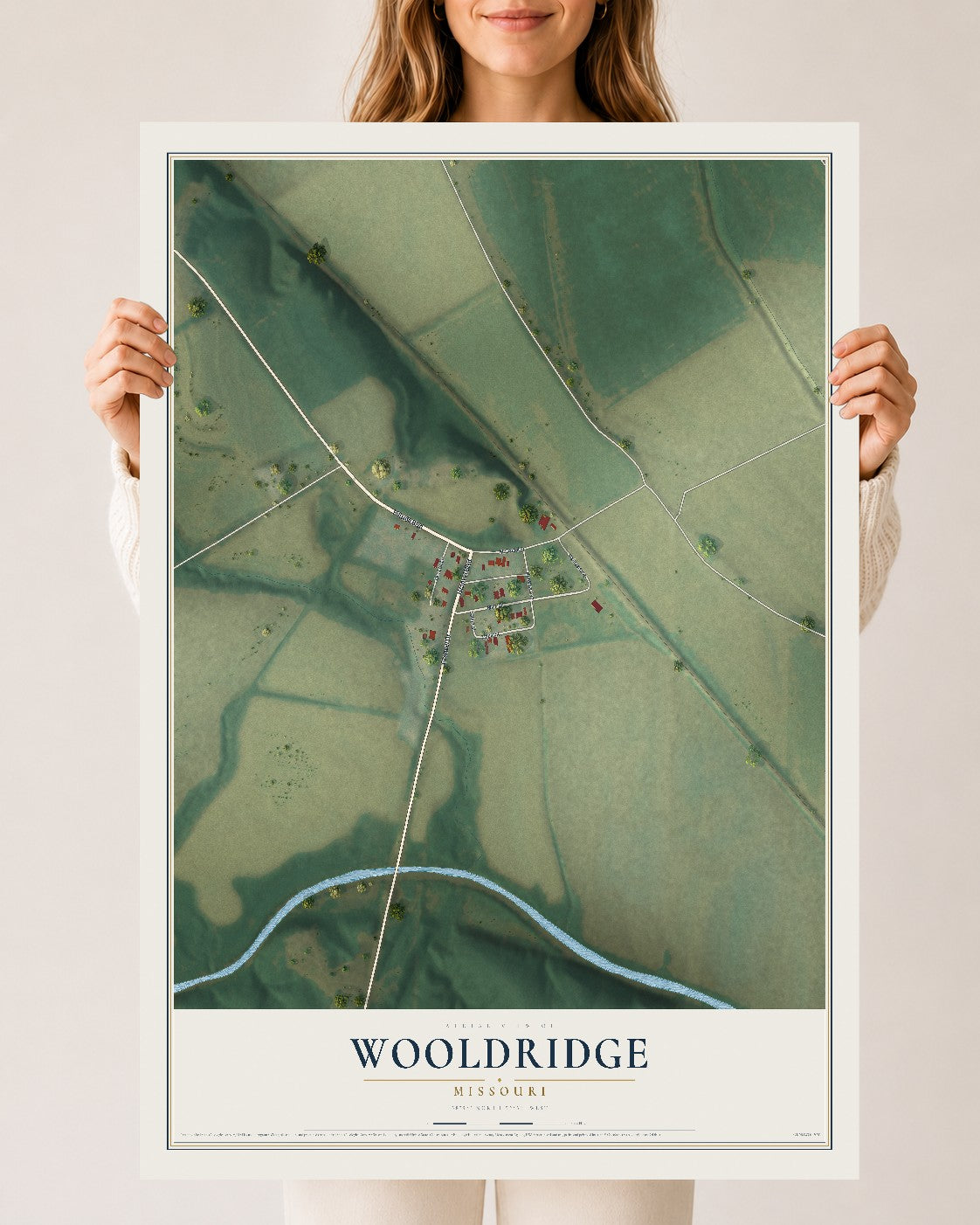 Map of Wooldridge, Missouri, 24 x 36 inch unframed archival matte print