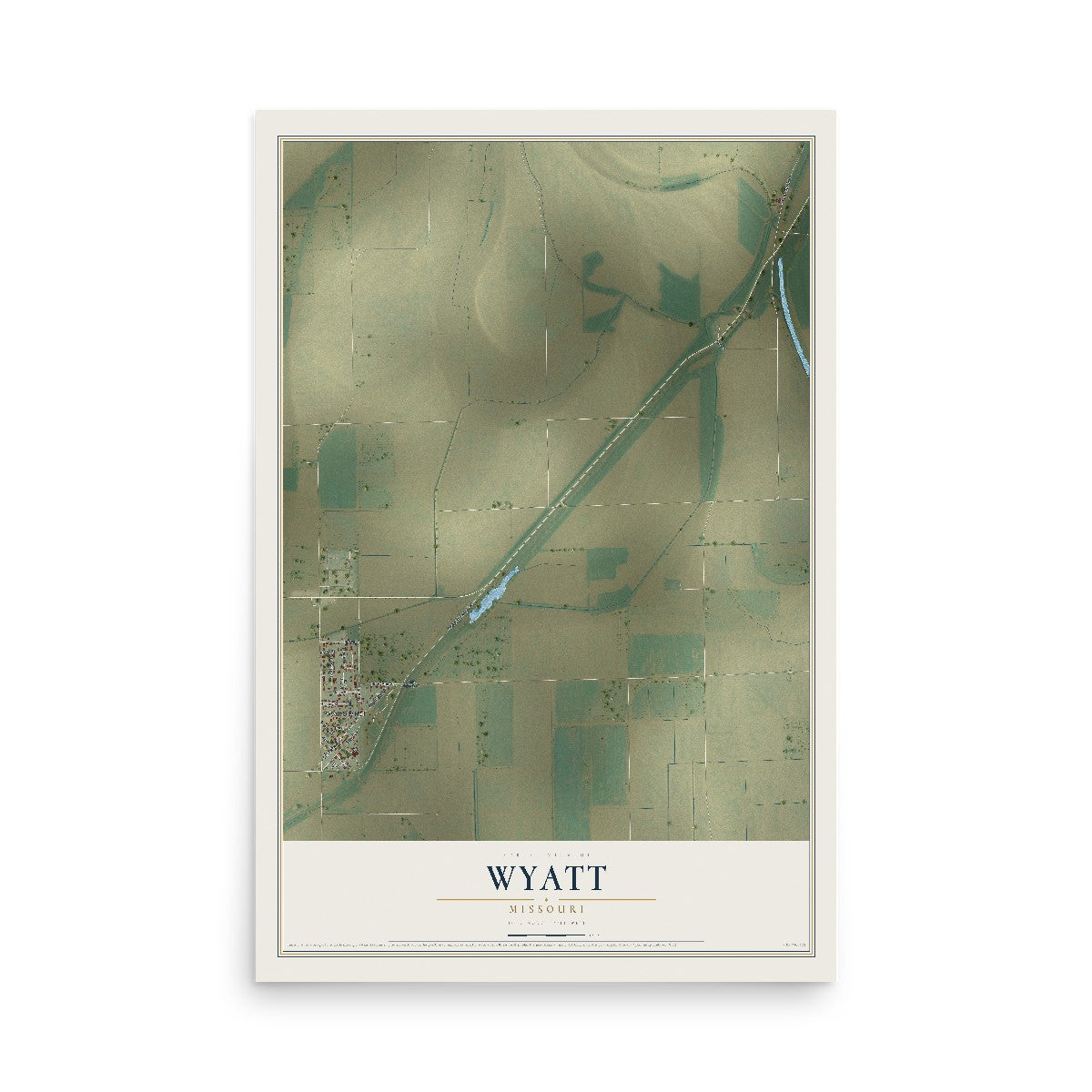Map of Wyatt, Missouri, 12 x 18 inch unframed archival matte print