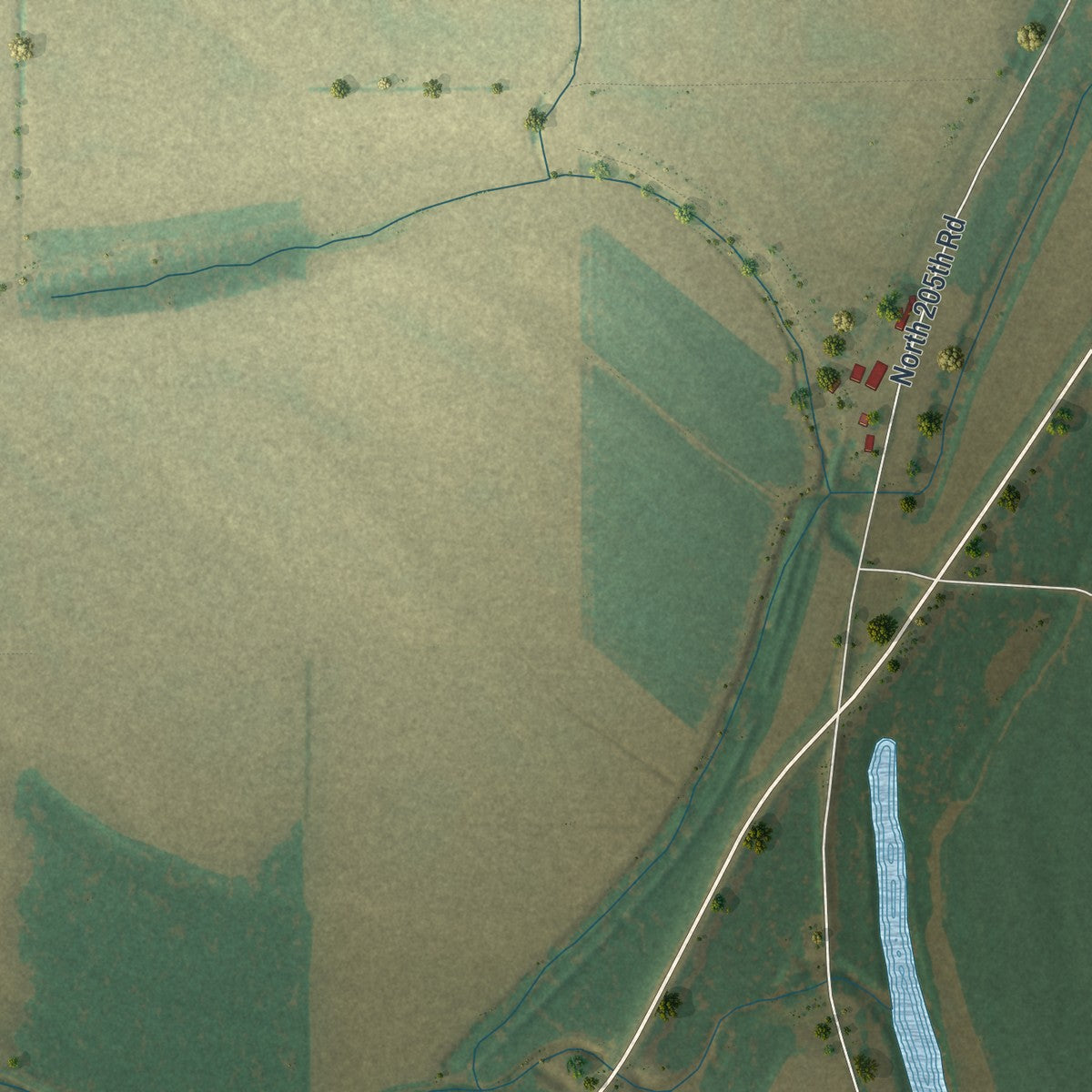 Second close-up of the map of Wyatt, Missouri print showing more streets and buildings