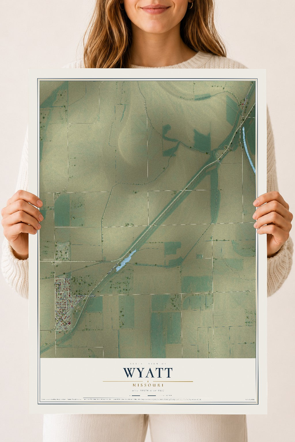 Map of Wyatt, Missouri, 18 x 24 inch unframed archival matte print