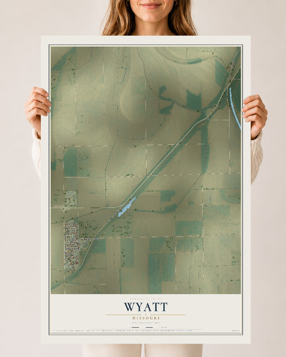 Map of Wyatt, Missouri, 24 x 36 inch unframed archival matte print
