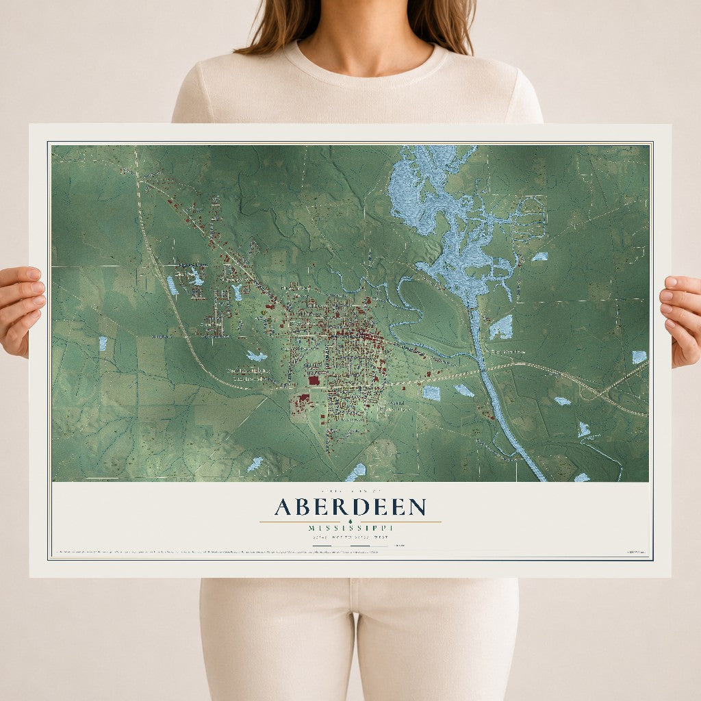 Map of Aberdeen, Mississippi, 18 x 24 inch unframed archival matte print