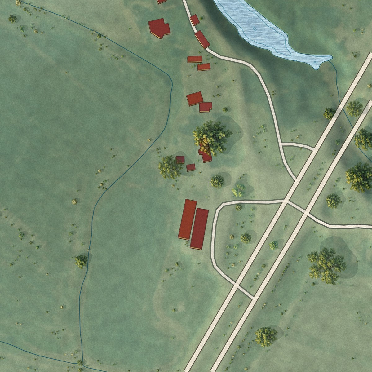 Second close-up of the map of Alligator, Mississippi print showing more streets and buildings