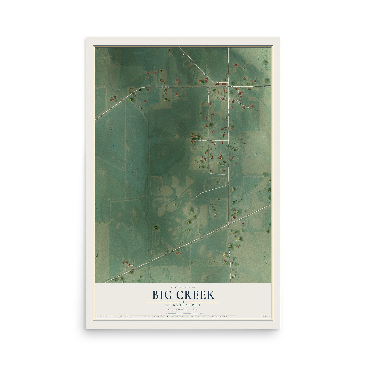 Map of Big Creek, Mississippi, 12 x 18 inch unframed archival matte print