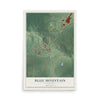 Map of Blue Mountain, Mississippi, 12 x 18 inch unframed archival matte print