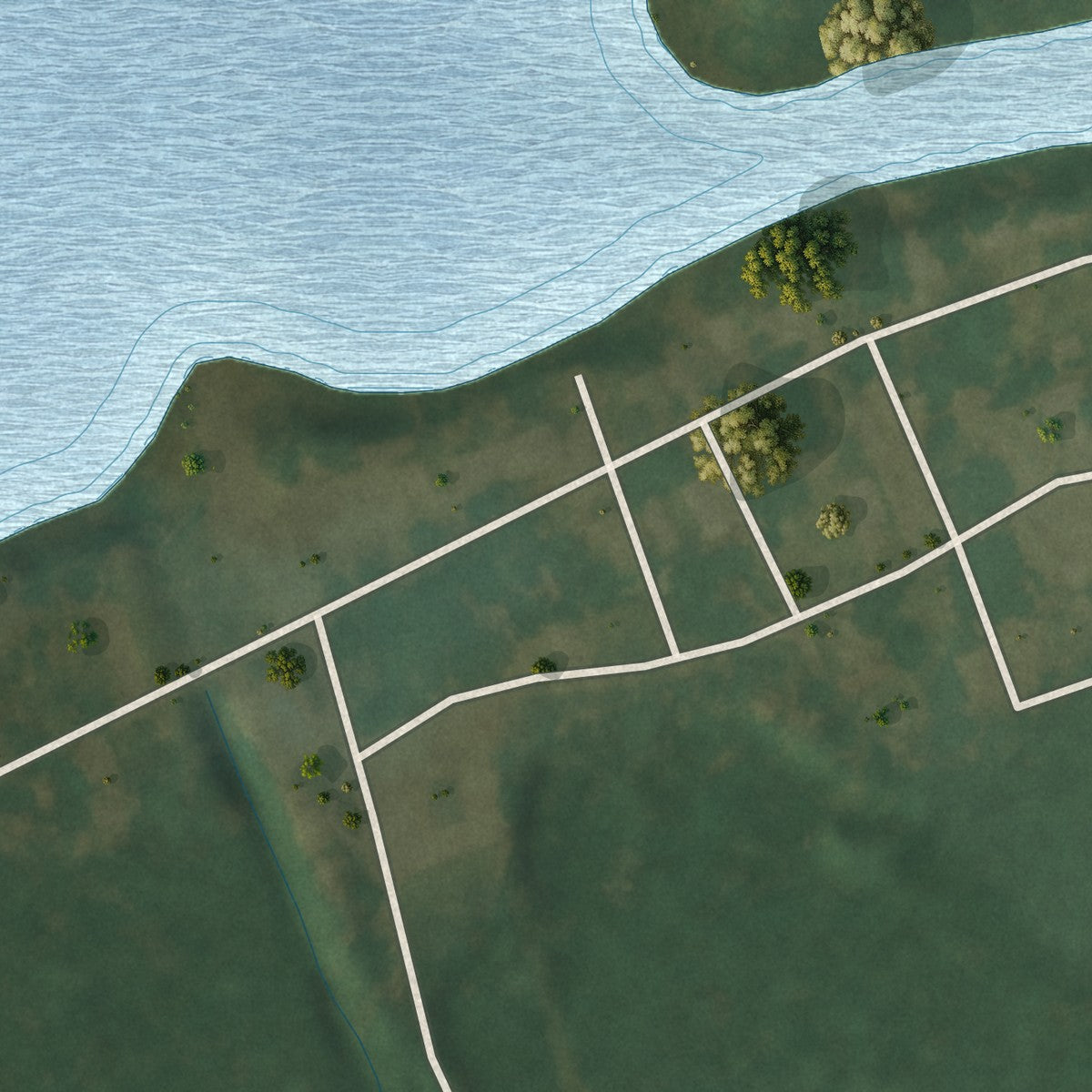 Close-up of the map of Bolivar, Mississippi print showing street and building detail