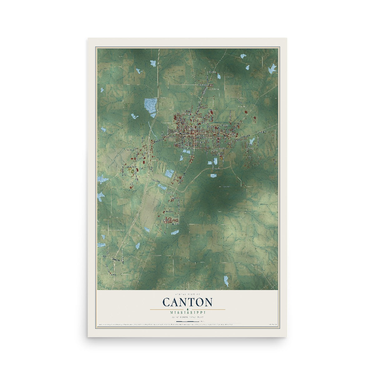 Map of Canton, Mississippi, 12 x 18 inch unframed archival matte print