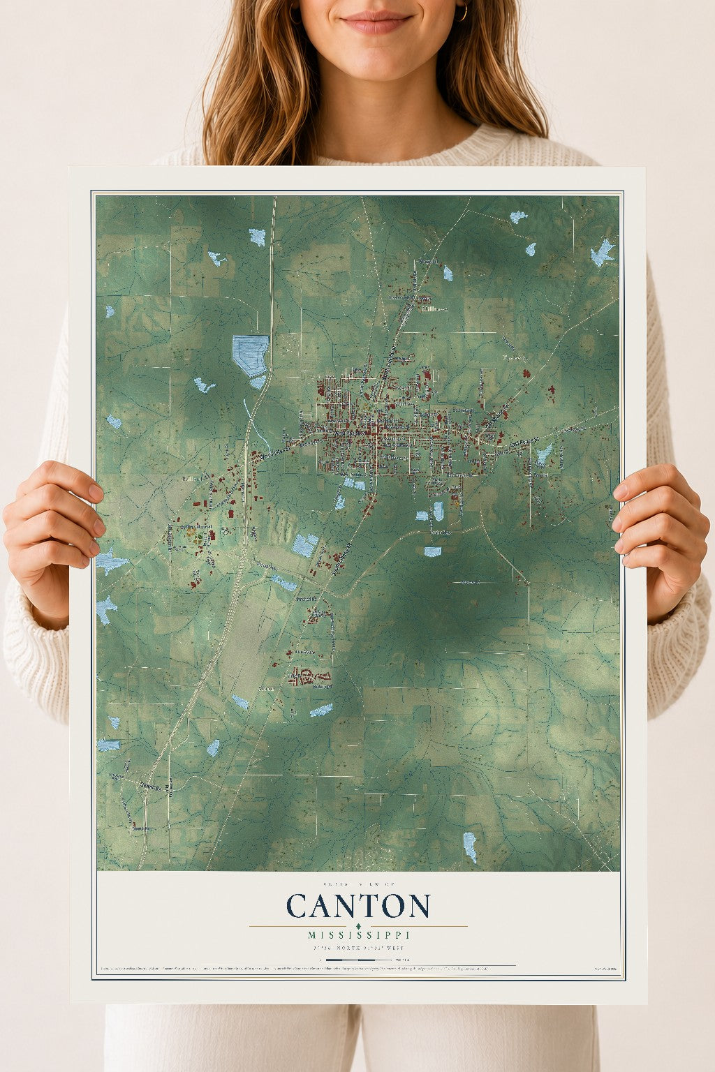 Map of Canton, Mississippi, 18 x 24 inch unframed archival matte print