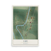 Map of Cary, Mississippi, 12 x 18 inch unframed archival matte print