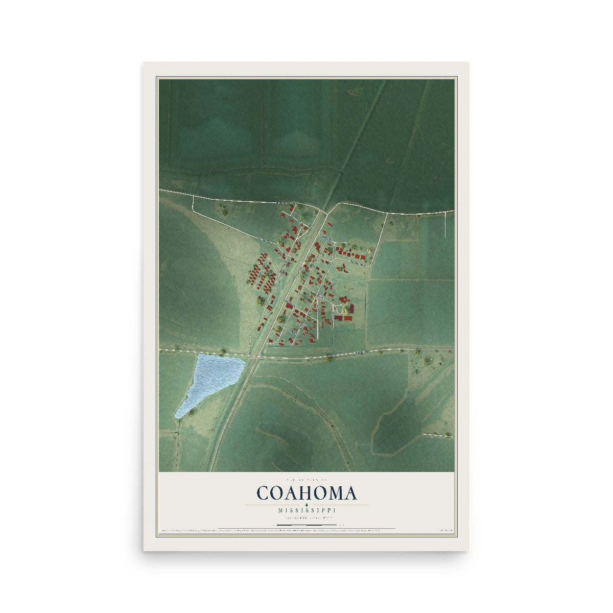 Map of Coahoma, Mississippi, 12 x 18 inch unframed archival matte print