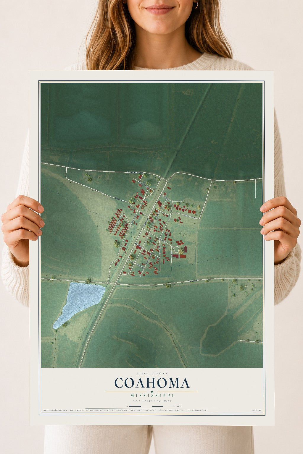 Map of Coahoma, Mississippi, 18 x 24 inch unframed archival matte print