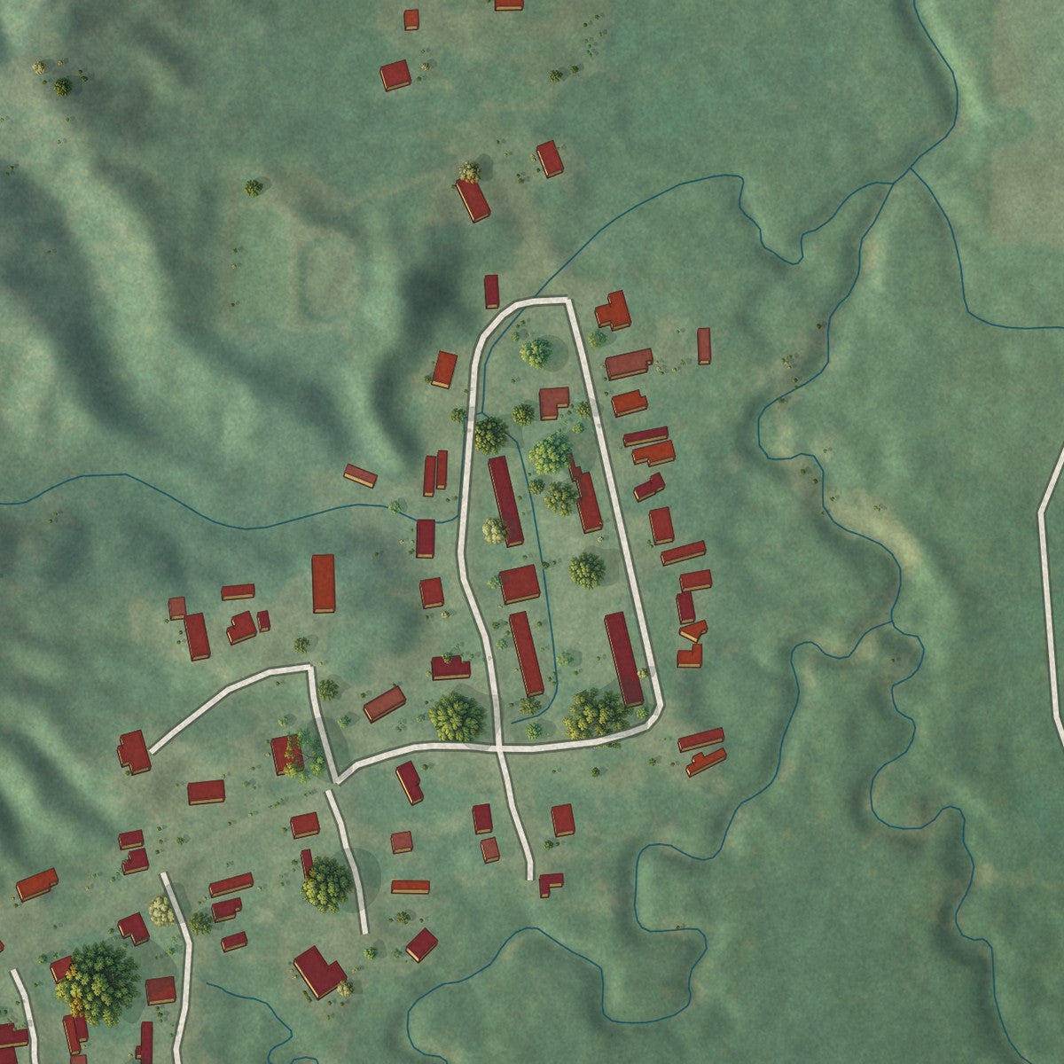 Second close-up of the map of Crosby, Mississippi print showing more streets and buildings
