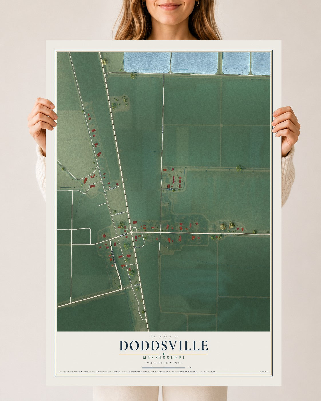Map of Doddsville, Mississippi, 24 x 36 inch unframed archival matte print